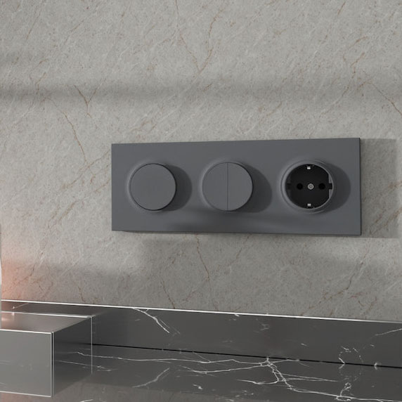 Donel D16, розетка и выключатели, цвет: матовый серый