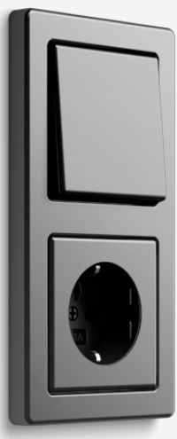 Блок: выключатель и розетка, Gira Edelstahl, Серия 21, Цвет: Сталь