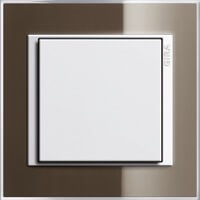 Gira Event Clear. Цвет рамки: Коричневый; Цвет вставки: Белый глянцевый; Цвет клавиши: Белый матовый