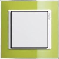 Gira Event Clear. Цвет рамки: Зеленый; Цвет вставки: Белый глянцевый; Цвет клавиши: Белый матовый