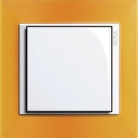 Gira Event Opaque. Цвет рамки: Янтарный; Цвет вставки и клавиши: Белый глянцевый