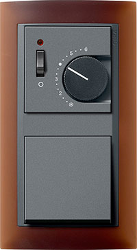 Блок: терморегулятор и выключатель Gira Event Opaque, коричневый/антрацит