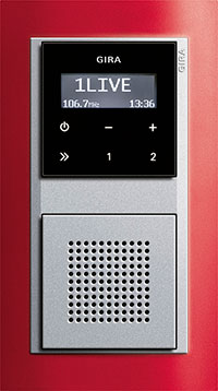 Радиоприемник скрытого монтажа, Gira Event Opaque, красный/алюминий