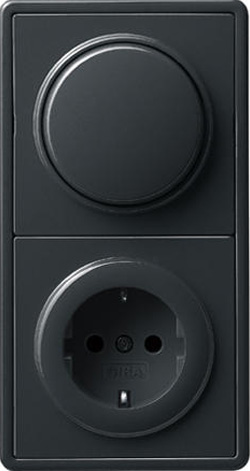 Блок: выключатель и розетка, Gira S-Color, Цвет: Черный