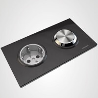 ABB Niessen, серия SKYmoon, Цвет: Черное стекло, Блок розетка выключатель