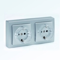 Блок розеток на 2 поста Simon 73 Loft, Цвет: Алюминий