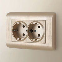 Двойная розетка Werkel Stream тип F, цвет: шампань