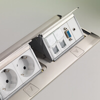 Legrand, DLP IP 40, Выдвижной розеточный блок, нержавеющая сталь