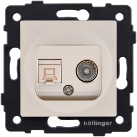 Розетка одиночная TV (тип"мама") + RJ45 
Aspekt,  Eleganz,  Reflex,  телевизионная (TV),  одинарная,   цвет - золотой,  пластмасса,  REA-012GD,  Kollinger
 - PULSAL.RU