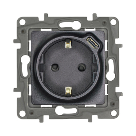 Электрическая розетка с USB type-C, 1,5A, 7,5Вт
Etika,  USB type-C 5V,  Электр. с USB,  одинарная,   цвет - антрацит,  пластмасса,  672688,  6 726 88,  Legrand
 - PULSAL.RU