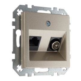 Розетка одиночная TV+RJ45
Epsilon,  Retro Liregus,  телевизионная (TV),  одинарная,   цвет - шампань,  пластмасса,  ITVKL-1-01.E/Ch,  28-315,  LIREGUS
 - PULSAL.RU