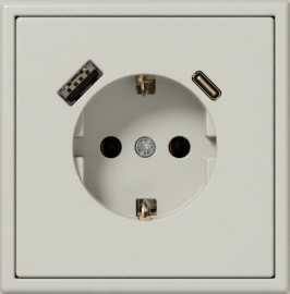 Розетка USB A+C, 3.4А с электрической розеткой
Modern,  USB type-C 5V,  USB type-A 5V,  двойная,   цвет - светло-серый,  пластмасса,  IUK-3-01.M/GC31,  LIREGUS
 - PULSAL.RU