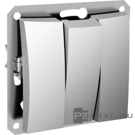 Выключатель
Дуэт,  трехклавишный,  без подсветки,   цвет - серебристый,  пластмасса,  WDE000331,  Schneider Electric
 - PULSAL.RU