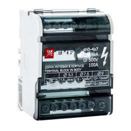 Кросс-модуль на DIN-рейку (шина нулевая в корпусе) 4х7 PROxima, sn0-4x7, EKF - PULSAL.RU