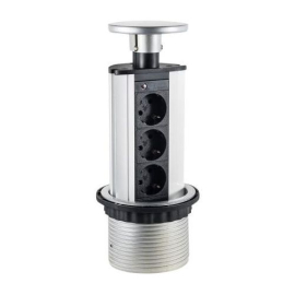 Телеблок на 3 механизма
для столов и мебели,  3 поста,  6 модулей,   цвет - алюминий,  металл,  IP 54,  70303 LUK,  70303,  Экопласт
 - PULSAL.RU