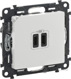 Розетка USB type-C, 3.0А
Valena Life,  USB type-C 5V,  двойная,   цвет - белый,  пластмасса,  753107,  7 531 07,  Legrand
 - PULSAL.RU