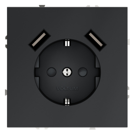 Электрическая розетка с зарядкой USB A+A, 3.2А
S70,  USB type-A 5V,  Электр. с USB,  двойная,   цвет - графит,  пластмасса,  VLS040407,  Voltum
 - PULSAL.RU