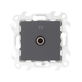 Розетка одиночная
Simon 24 Harmonie,  телевизионная (TV),  одинарная,   цвет - графит,  пластмасса,  2450477-038,  Simon
 - PULSAL.RU