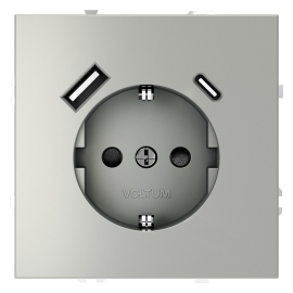 Электрическая розетка с зарядкой USB A+C, 3.2А
S70,  USB type-C 5V,  USB type-A 5V,  Электр. с USB,  двойная,   цвет - сталь,  пластмасса,  VLS040505,  Voltum
 - PULSAL.RU