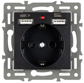 Зарядка USB 2,1А с электрической розеткой
PRESTO,  GLARE,  VERSA,  USB type-A 5V,  Электр. с USB,  двойная,   цвет - черный,  пластмасса,  043734 ARL,  043734,  Аrlight
 - PULSAL.RU