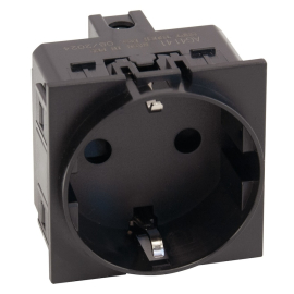 Механизм розетки 
Soft Touch,  со шторками,  с заземлением,  одинарная,  винтовые клеммы,   цвет - черный матовый,  AG4141,  MEITON
 - PULSAL.RU