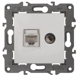 Розетка одиночная TV+RJ45
Elegance,  телевизионная (TV),  одинарная,   цвет - белый,  пластмасса,  Б0034314,  14-3110-01,  ЭРА
 - PULSAL.RU