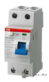 Выключатель дифференциального тока 2-модульный F202 AC-40/0,03 F200, 2 полюса, 40А,  тип - AC, 30 мАF202 AC-40/0,03, ABB - PULSAL.RU