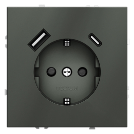 Электрическая розетка с зарядкой USB A+C, 3.2А
S70,  USB type-C 5V,  USB type-A 5V,  Электр. с USB,  двойная,   цвет - титан,  пластмасса,  VLS040506,  Voltum
 - PULSAL.RU