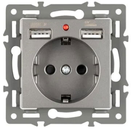 Зарядка USB 2,1А с электрической розеткой
PRESTO,  GLARE,  VERSA,  USB type-A 5V,  Электр. с USB,  двойная,   цвет - серый,  пластмасса,  043735 ARL,  043735,  Аrlight
 - PULSAL.RU