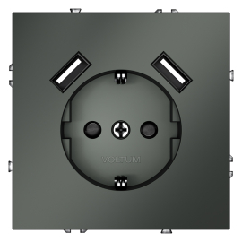 Электрическая розетка с зарядкой USB A+A, 3.2А
S70,  USB type-A 5V,  Электр. с USB,  двойная,   цвет - титан,  пластмасса,  VLS040406,  Voltum
 - PULSAL.RU