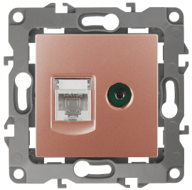 Розетка одиночная TV+RJ45
Эра 12,  телевизионная (TV),  одинарная,   цвет - медь,  пластмасса,  Б0027449,  12-3110-14,  ЭРА
 - PULSAL.RU