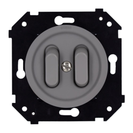 Выключатель
Шедель Бриз,  двухклавишный,  без подсветки,   цвет - титан матовый,  пластмасса,  B3-222-26M,  Bironi
 - PULSAL.RU