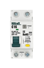 Автомат дифференциального тока ДИФ-103 ДИФ-103, 1+N полюс, 20А, C, 6 кА,  тип - AC, 30 мА, 16312DEK, Dekraft - PULSAL.RU