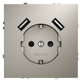 Электрическая розетка с зарядкой USB A+A, 3.2А
S70,  USB type-A 5V,  Электр. с USB,  двойная,   цвет - кашемир,  пластмасса,  VLS040403,  Voltum
 - PULSAL.RU