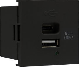 Зарядка USB 4.2A 
Лючки DDSB,  Лючки DFB,  USB type-C 5V,  USB type-A 5V,  двойная,   цвет - черный матовый,  пластмасса,  DUSB4200ANF,  Donel
 - PULSAL.RU