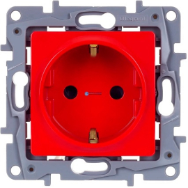 Розетка
Etika,  со шторками,  с заземлением,  одинарная,  винтовые клеммы,   цвет - красный,  пластмасса,  672722,  6 727 22,  Legrand
 - PULSAL.RU
