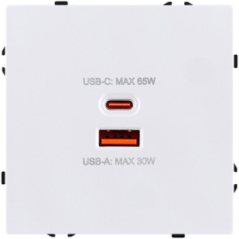 Розетка USB type-C + type-A, 3.0А 65Вт
Eclipse,  USB type-C 5V,  USB type-A 5V,  двойная,   цвет - белый матовый,  пластмасса,  EC-024WH,  Kollinger
 - PULSAL.RU