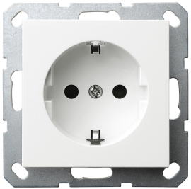 Розетка
G series,  со шторками,  с заземлением,  одинарная,   цвет - белый глянцевый,  пластмасса,  G5501W,  Jasmart
 - PULSAL.RU