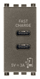 Зарядка USB type-C+C, 3А с быстрой зарядкой
Arke,  USB type-C 5V,  двойная,   цвет - металл,  пластмасса,  19292.CC.M VIM,  19292.CC.M,  Vimar
 - PULSAL.RU