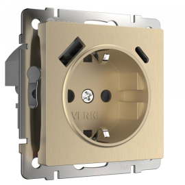 Розетка USB A+C, 3.0А с электрической розеткой
Alumax,  Split,  Slab,  Senso,  Baguette,  Acrylic,  Platinum,  Elite,  Snabb,  Stream,  Flock,  Stark,  Fiore,  Favorit,  Diamant,  Aluminium,  Antik,  Metallic,  USB type-C 5V,  USB type-A 5V,  Электр. с USB,  двойная,   цвет - шампань рифленый,  пластмасса,  W1171710,  a056276,  Werkel
 - PULSAL.RU