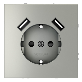 Электрическая розетка с зарядкой USB A+A, 3.2А
S70,  USB type-A 5V,  Электр. с USB,  двойная,   цвет - сталь,  пластмасса,  VLS040405,  Voltum
 - PULSAL.RU