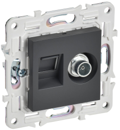 Розетка одиночная TV+RJ45
Skandy,  телевизионная (TV),  одинарная,   цвет - титан,  пластмасса,  SK-AK20-1-K48,  IEK
 - PULSAL.RU