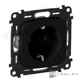 Розетка
Valena Allure,  со шторками,  с заземлением,  одинарная,  винтовые клеммы,   цвет - матовый черный,  пластмасса,  753934,  7 539 34,  Legrand
 - PULSAL.RU