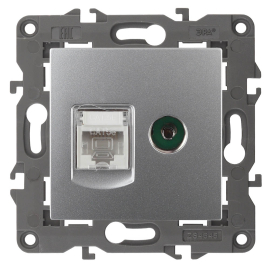 Розетка одиночная TV+RJ45
Elegance,  телевизионная (TV),  одинарная,   цвет - алюминий,  пластмасса,  Б0034316,  14-3110-03,  ЭРА
 - PULSAL.RU