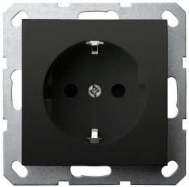 Розетка
G series,  со шторками,  с заземлением,  одинарная,   цвет - черный матовый,  пластмасса,  G5501PB,  Jasmart
 - PULSAL.RU