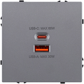 Розетка USB type-C + type-A, 3.0А 65Вт
Eclipse,  USB type-C 5V,  USB type-A 5V,  двойная,   цвет - серый,  пластмасса,  EC-024GY,  Kollinger
 - PULSAL.RU