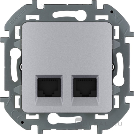 Розетка компьютерная RJ45 Cat.6 (UTP)
Inspiria,  двойная,   цвет - алюминий,  пластмасса,  673842,  6 738 42,  Legrand
 - PULSAL.RU