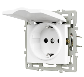 Розетка
PRESTO,  GLARE,  VERSA,  без шторок,  с крышкой,  с заземлением,  одинарная,  винтовые клеммы,   цвет - белый,  пластмасса,  IP 44,  043745 ARL,  043745,  Аrlight
 - PULSAL.RU