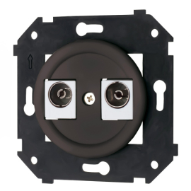 Розетка оконечная
Шедель Бриз,  телевизионная (TV),  двойная,   цвет - коричневый матовый,  пластмасса,  B3-306-22M,  Bironi
 - PULSAL.RU