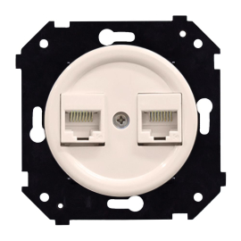 Розетка компьютерная RJ45 Cat.5 (UTP)
Шедель Бриз,  двойная,   цвет - песочное золото матовый,  пластмасса,  B3-302-24M,  Bironi
 - PULSAL.RU